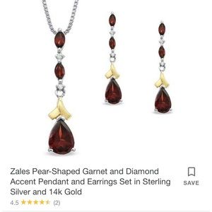 Garnet & Diamond accent Pendant & earring set